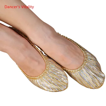 Ieftine en-Gros de femei belly dance pantofi lady belly dance accesorii pentru pantofi dansatoare pe scena de dans din buric paiete pantofi