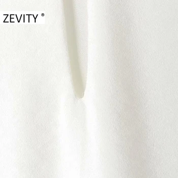 Zevity femei pur și simplu o gâtului fără mâneci drepte alb rochie mini de sex feminin umăr pliuri căptușit casual vestido rochii elegante DS4307