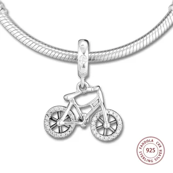 Autentic Argint 925 Genial Biciclete Legăna Farmece Clar CZ Margele se Potrivește Original Pandora Bratari DIY Bijuterii Cadou