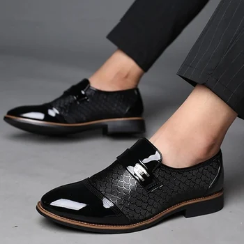 Pantofi barbati din Piele Relief Clasic de Moda de Lux barbati pantofi rezistent la Uzura, Non-alunecare Mans incaltaminte Anti-alunecare pantofi Negri