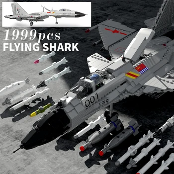 J15 Flying Shark 1999Pcs Luptător Model Blocuri Caramizi Avion Militar Bicks Jucării Pentru Copil Baieti Cadou de Crăciun