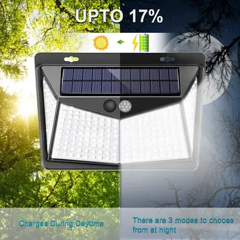 208 Solare LED Lumini în aer liber Led-uri Alimentate Solar Senzor de Mișcare Lampa cu 3 Moduri IP65 rezistent la apa Gradina de Perete de Lumină Pentru Drum Patio