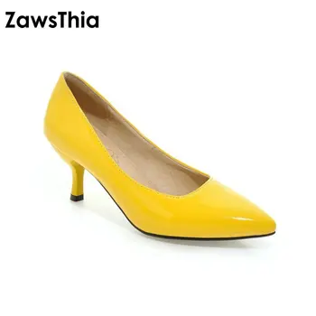 ZawsThia tocuri inalte femei pompe toc subțire clasic galben violet sexy si damele de birou carieră pantofi pentru femeie pantofi stilettos