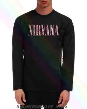 Nirvana Floral Logo Bărbați Gât Maneca Lunga T-Shirt New Live Nation Marfa