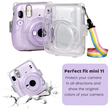 Portabil De Protecție Transparent Caz Pentru Fujifilm Instax Mini 11 Cristal Camera Cazuri Cu Reglabil Curcubeu Curea De Umar Cald