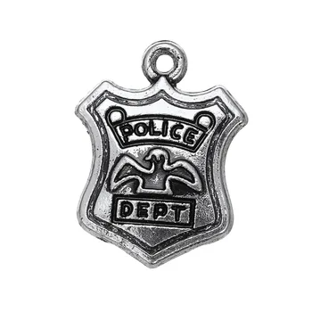 EUEAVAN 20buc Metal Departamentul de Poliție Insigna Charm Pandantiv 14.5*19mm Antichități Argint Culoare Bijuterii Accesorii