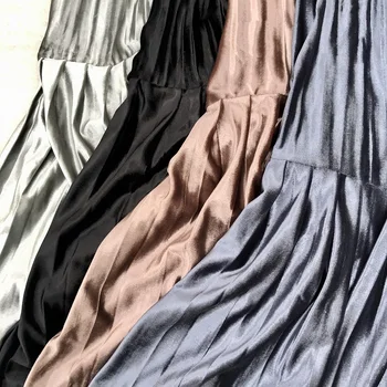 Primăvara Femei Fuste Midi Catifea Cutat Inaltime Talie Elastic Mozaic Metalic De Culoare Bling Bling Casual De Zi Cu Zi Fusta De Moda