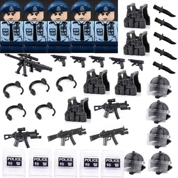 Orașul Hong Kong Poliție Militară MOC Blocuri City SWAT Echipa Tehnica Pentru Copiii arme playmobil cifre Caramida mini jucarii