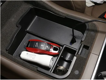 Negru, ABS Interioare Auto Consola centrala Cotiera Cutie Depozitare Pentru Porsche Cayenne 2011-2020 Accesorii