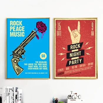 Pistol de Flori Rock CD Arta de Perete Panza Pictura Nordică Postere Si Printuri Retro Poster Poze de Perete Pentru Camera de zi Decor Acasă