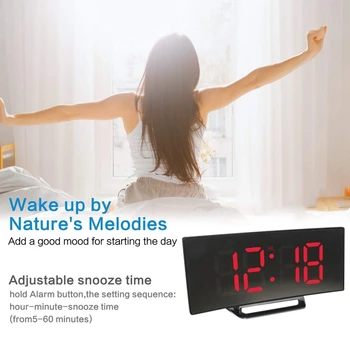 Ceas cu Alarmă Digital cu LED-uri Oglindă Ceas Multifuncțional de Amânare a Afișa Timp de Noapte LCD cu Lumină de Masă Desktop Ceas de Birou
