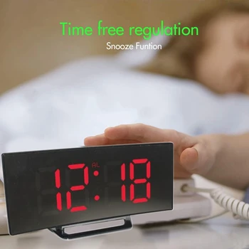 Ceas cu Alarmă Digital cu LED-uri Oglindă Ceas Multifuncțional de Amânare a Afișa Timp de Noapte LCD cu Lumină de Masă Desktop Ceas de Birou