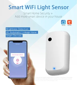 Tuya Senzor de Lumină WIFI Senzorul de Iluminare WiFi Detector de Luminozitate Senzor Inteligent de Viață alimentat prin USB, Senzor de Lumină Inteligent Acasă