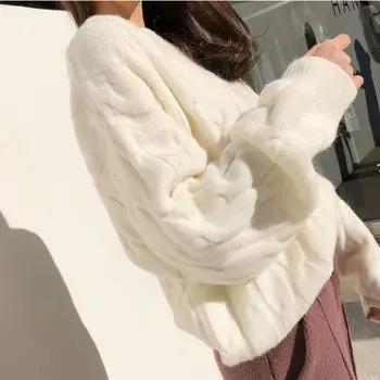 Core-înfășurat în fire de lână femei vrac leneș vânt de toamnă și iarnă versiunea coreeană de elevi în timpul iernii 100 jachete knitte
