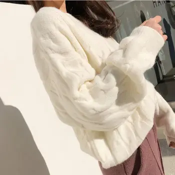Core-înfășurat în fire de lână femei vrac leneș vânt de toamnă și iarnă versiunea coreeană de elevi în timpul iernii 100 jachete knitte