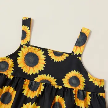 PatPat 2020 Noi de Vara la Modă de Floarea-soarelui Provideri de Sus și Solidă Pantaloni Set Copii Fata de Seturi de Costume Bretele pantaloni Haine
