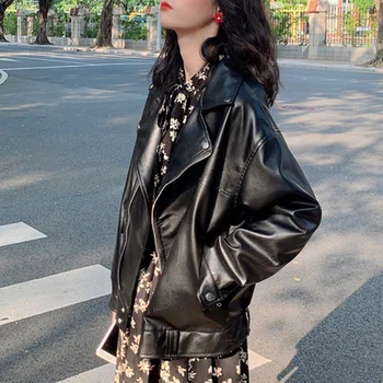 Femeile Din Coreea De Motociclete Jachete 2020 Cool Punk Gotice Epocă Vrac Negru Faux Din Piele Jachete Paltoane De Toamna Îmbrăcăminte De Iarnă