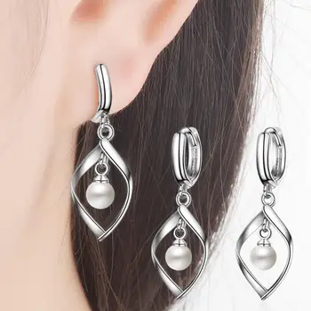 Argint 925 Bijuterii picătură cercei lungi din argint cu perle naturale rotunde bine farmec bijuterii femeie partid cadou
