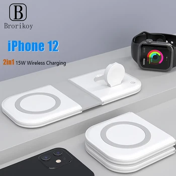 2in1 Magnetic 15W Încărcător Wireless Ori pentru iPhone 12 Pro Max Mini Magsafe de Încărcare Rapidă Wireless Stand pentru Apple iWatch 6 5 4 3