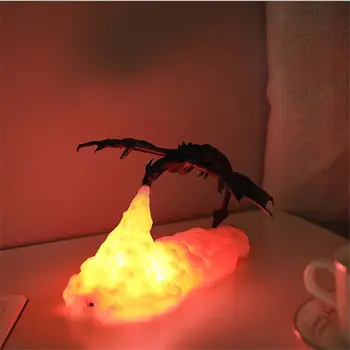 Imprimate 3D LED Dragon de Foc Lămpi de Spirit Lumina de Noapte Reîncărcabilă Lumina Moale Pentru Dormitor Camping Drumetii Decor
