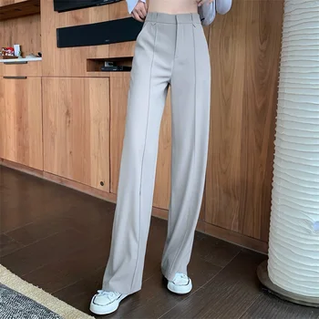 Pantaloni Lungi Pentru Femei Talie Mare Moda De Vara Elegante, Casual, Office Lady Dreaptă Split Pantaloni