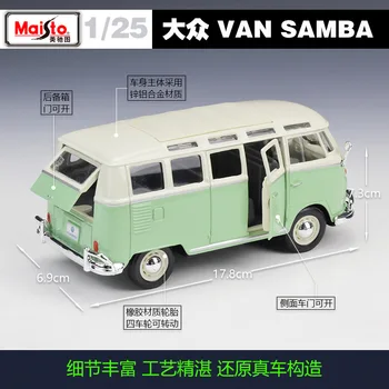 Maisto Diecast 1:24 VW VAN SAMBA Bus Versiune Modificată Mare Simulare vehicul Aliaj Model de Masina