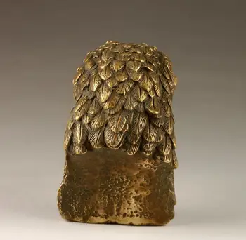 Realiste Asiatice Chinezesc Vechi De Bronz Mână Sculptate Capete De Vultur Statuie