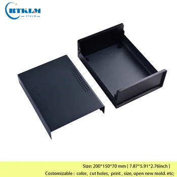 Fier caseta proiect de locuințe pentru electronica diy sârmă cutie de conexiuni instrument de caz personalizate desktop cabina de 200*150*70mm cutie neagră