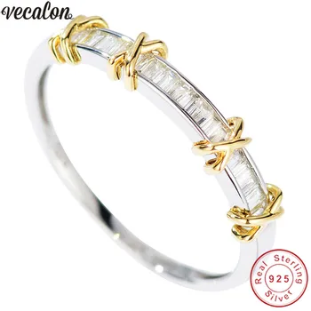 Vecalon Farmecul Real Monofazate Argint 925 inel de Promisiune cruce de Logodna nunta Trupa inele pentru femei, bărbați bijuterii Deget