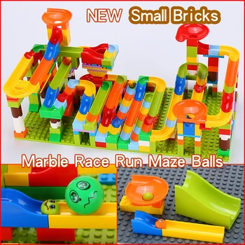 125-205pcs Blocuri Mici de Cărămidă de Marmură Alerga Cursa Labirint de Bile Piesa Pâlnie Slide Jucării Compatibil leogoingly Pentru Copii Copil