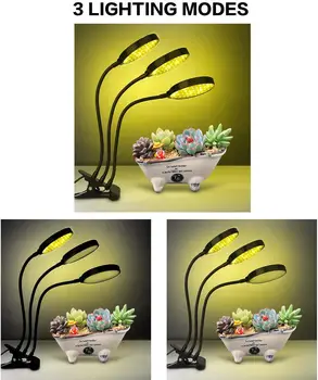 LED-uri Cresc Lumini pentru Plante de Interior Spectru Complet de Plante Lumini cu Auto ON/Off 4/8/12H Timer reglabil de Luminozitate pentru Interior