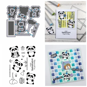 Animal Panda Bambus Ziua Pălărie Balon Cadou de Tăiere de Metal Moare Cu Clar Transparent Timbre Set Pentru DIY Cărți de Hârtie 2020 Nou