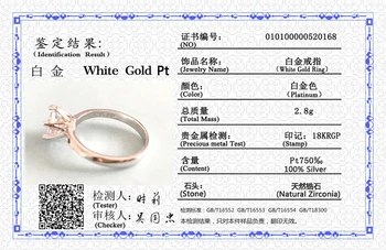 Vinde în pierdere! Au Certificat de Argint 925 Inel Aur Alb de 18K Pt Inel Naturale 2.0 ct Zirconia Piatră prețioasă Inele de Nunta Pentru Femei