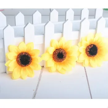 100buc 7cm Floarea-soarelui Galben Capete de Mătase Artificială Flori pentru DIY Scrapbooking Coroană de Flori False Acasă Decorare Nunta