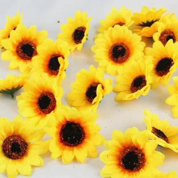 100buc 7cm Floarea-soarelui Galben Capete de Mătase Artificială Flori pentru DIY Scrapbooking Coroană de Flori False Acasă Decorare Nunta