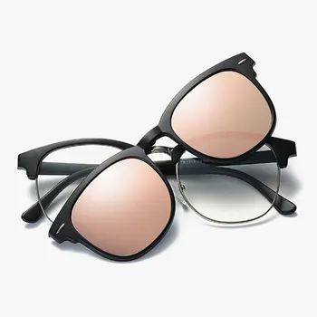 Reven Jate 2218 din Plastic Polarizat ochelari de Soare, cu Cadru Magnetic Super-Lumina de Acoperire Oglinda Polariza Sunwear Clip-on-uri