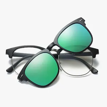 Reven Jate 2218 din Plastic Polarizat ochelari de Soare, cu Cadru Magnetic Super-Lumina de Acoperire Oglinda Polariza Sunwear Clip-on-uri