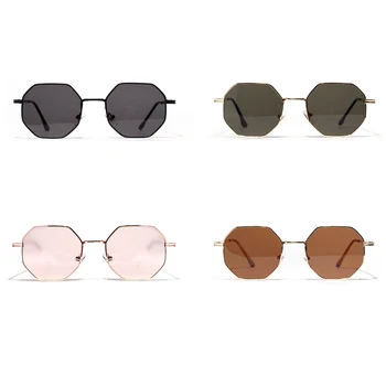 Peekaboo femei de epocă ochelari de soare barbati metal, aur, verde, maro 2019 masculin octogonal ochelari de soare pentru femei poligon uv400
