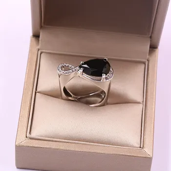 Simplu Masculin Feminin de Argint de Culoare Geometrice Diamant Carbon Burghiu negru Inele de Zirconiu Promisiunea de Nunta Inele de Logodna Pentru Femei Barbati
