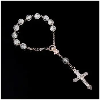 48 rozariului brățară handmade rotunde de cristal margele rozariu Catolic calitate cruce cu margele bratara cu cruce pandantiv religios