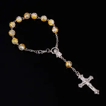 48 rozariului brățară handmade rotunde de cristal margele rozariu Catolic calitate cruce cu margele bratara cu cruce pandantiv religios