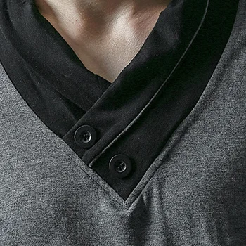 Moda Barbati Mozaic Butonul V Neck Short Sleeve T-Shirt De Vară Slim Bluza De Sus