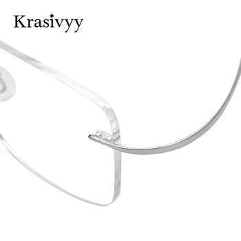 Krasivyy Vintage Rotund Ochelari Fără Ramă Cadru Bărbați Ultralight Optice, Ochelari De Vedere Femei Titan Fara Rama Ochelari