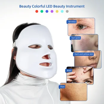 7 culori LED Masca Faciala Masca de Fata Masina Terapia cu Fotoni de Lumină de Întinerire a Pielii Faciale PDT Acnee Anti-Rid de Îngrijire a Pielii Masca