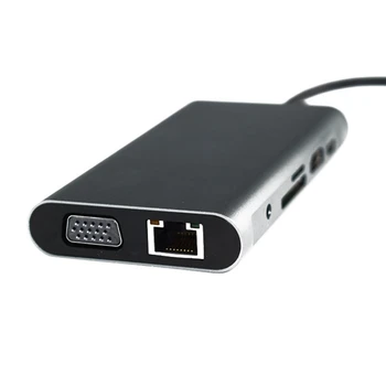 10 în 1 USB C HUB, Multi-Funcție Docking Station, USB C Hub PD Încărcare Rapidă, pentru PC, Laptop, TV, Etc.