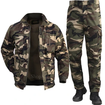 Men ' s Bumbac Jacheta Militare Cargo Pantaloni Set Omul Tactice Camuflaj Multicam Uniformă de Luptă Bombardier Moale de Toamnă în aer liber, haine de Lucru