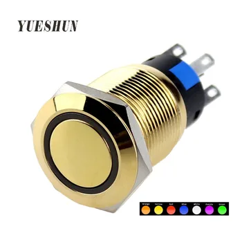 YUESHUN 19mm Aur Placat cu Alamă Iluminat Buton de Switch-uri de Metal rezistent la apă CONDUS de Moment Latching Switch-uri