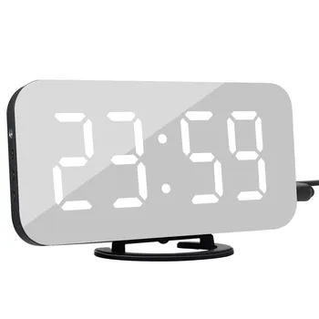 LED Ceas cu Alarmă Oglindă Ceas Digital de Amânare Temperatura de Afișare de Noapte Reloj Despertador 2 USB Porturi de Ieșire de Ceas de Masa
