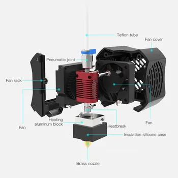 Original Creality 3D Ender-3 V2 Printer Plin Hotend Kit Pentru Ender-3 V2 Cu Silicon Acoperă Complet Asamblate Hotend Kit