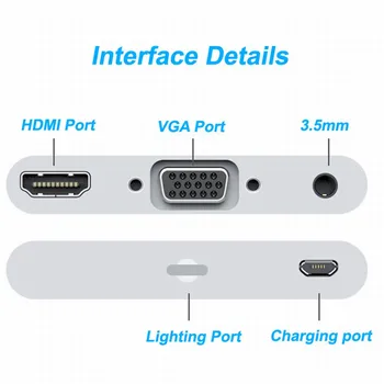 Nu trebuie să-APP de Iluminat pentru VGA HDMI Audio de 3,5 mm Full HD Audio-Video Adaptor Pentru iPhone SE 11 XS XR X 8 7 6S 5 Telefon Apple Converter